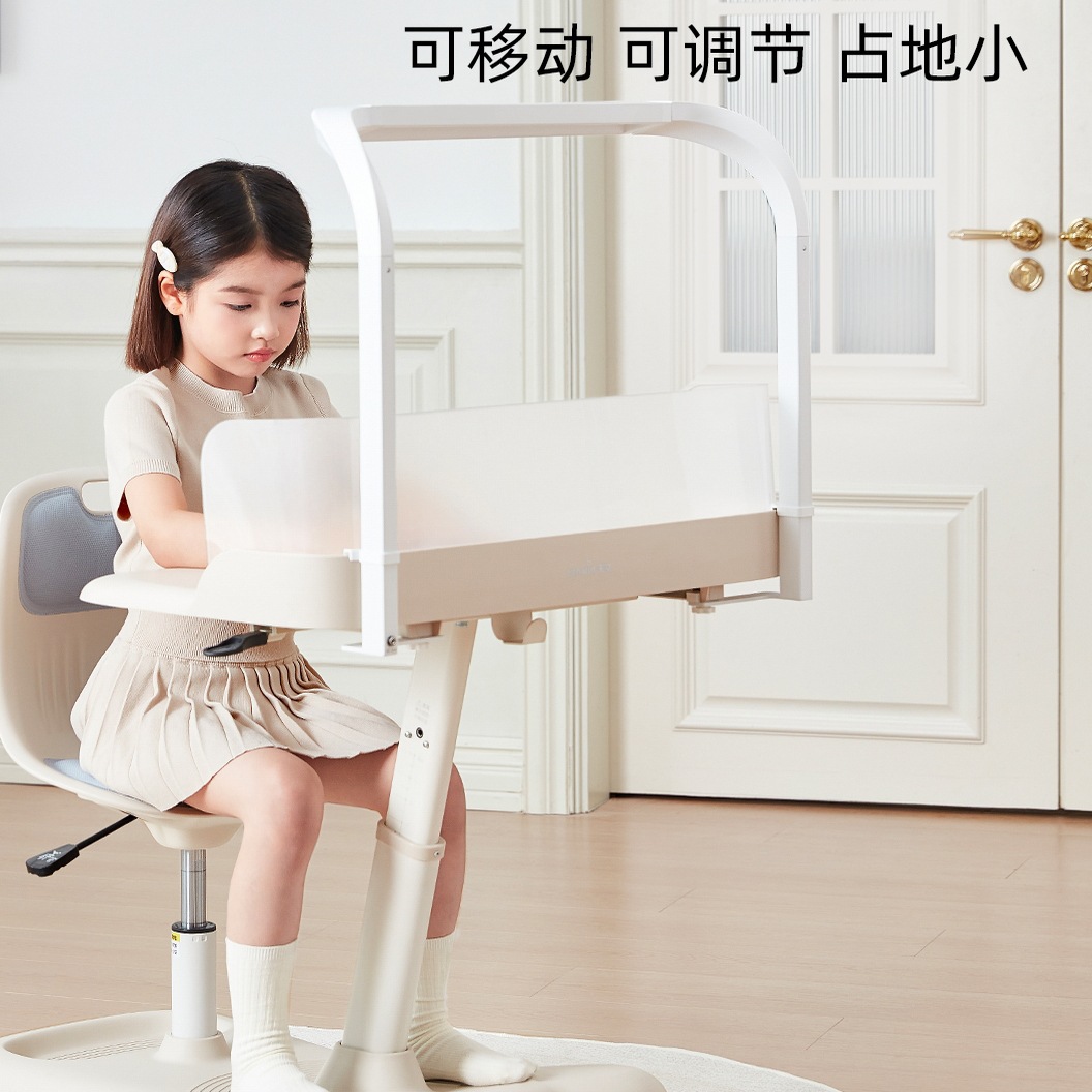 Children's Study Table, Primary School Student Desk and Chair, Integrated Writing Desk Set, Home Mobile Table, Silk Flower