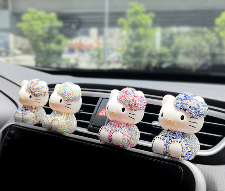 Car Perfume Ornaments Cartoon Cute Kt Air Outlet Aromatherapy Clip New Car Deodorizing Air Conditioning Mouth Decorative Supplies for Women
