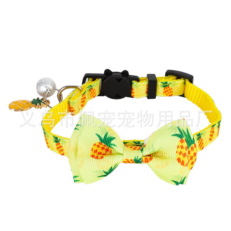 Nuevo producto Pet Fruit Bowknot Correas Cat Collar Bowknot Desmontable Mobile Belt Bell