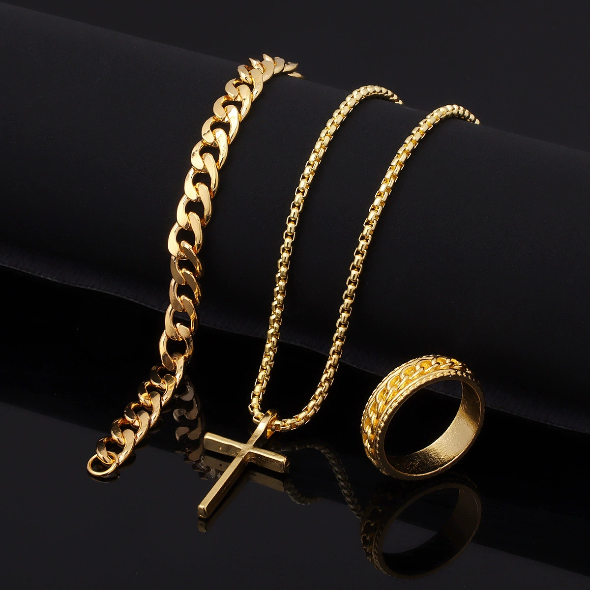 Европейский и американский трансграничный популярный стиль, минималистичный универсальный крест, кулон, кольцо, браслет, ожерелье, комплект ювелирных изделий