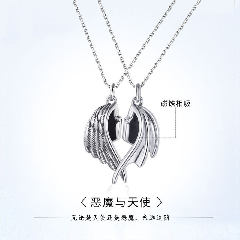 Cross-Border Popular Items for Lovers: Personalized Devil and Angel Necklace Magnetic Pendant Couple Necklace Jewelry Cross-Border Popular Items for Lovers: Personalized Devil and Angel Necklace Magnetic Pendant Couple Necklace Jewelry