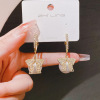 Design fashionable earrings with bow from pearl, silver 925 sample, internet celebrity, trend of season