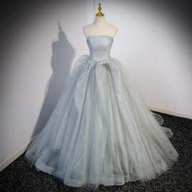 抹胸仙女晚礼服裙轻婚纱高端轻奢小众主持人气质法式超仙声乐艺考