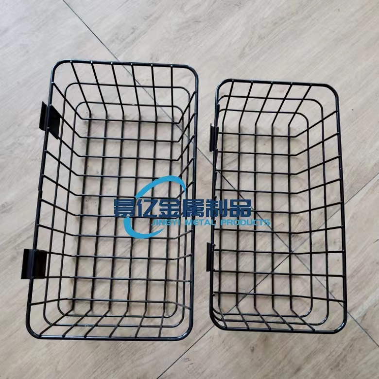 定制铁艺斜口网篮 便利店商超货架 配件黑色喷塑槽板挂钩金属网篮