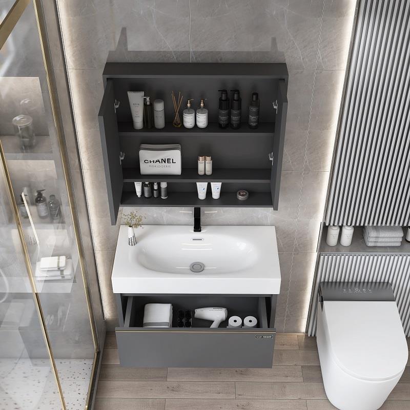 Pequeño apartamento cajón de madera maciza gabinete de baño Baño lavabo combinación integrada mesa de lavado lavabo piscina