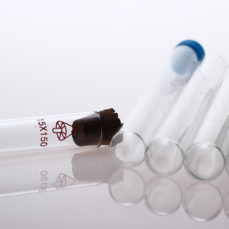 玻璃试管平口卷口圆底平底15*100mm丝印带logo 可配木塞 塑料盖