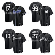 外贸跨境2025新款MLB全黑系列球迷版棒球服洋基道奇现货球衣批发