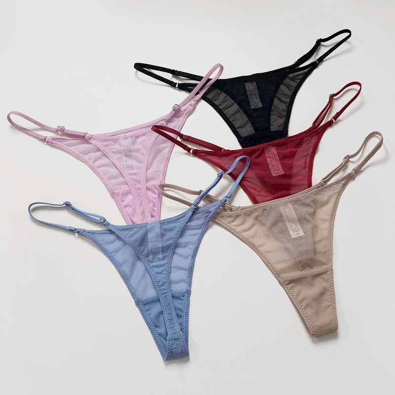 European and American Style Low-Waist Mesh Sexy Thong with Thin Straps, See-Through, Hot and Sexy, High-Cut, Plus-Size Women's Cross-Border T-Pants