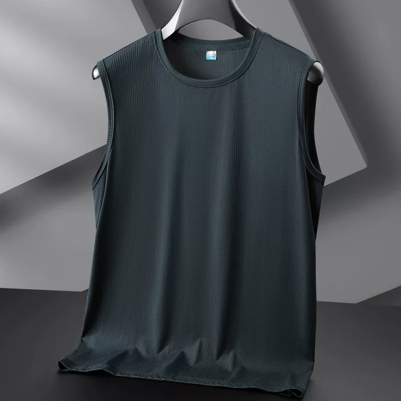 Summer silk quick dry T-shirt, breathable vest sleevless, plus size