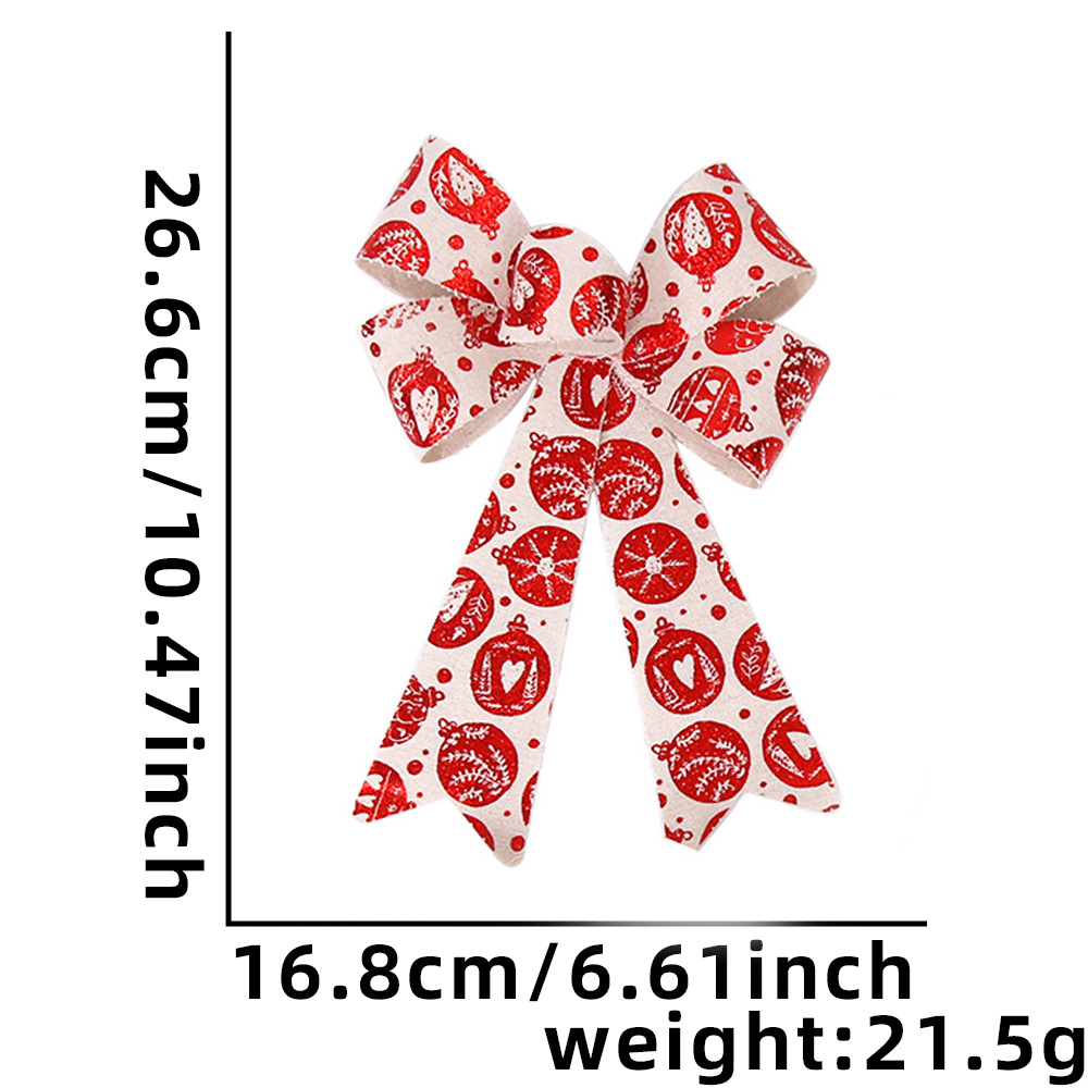 25cm grande Navidad arco adornos Navidad decorativo rayas Lino arco DIY accesorios colgante