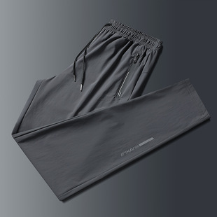 Outdoor Ice Silk Pants Men's Ultra-thin Summer Men's Pants High Stretch Sports Casual Pants Quick-drying Silky Icy Straight Pants