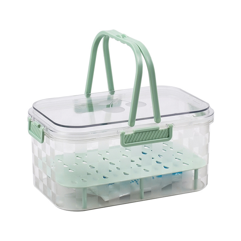 果物の新鮮な箱の台所の新鮮な収納箱の携帯用の手提げの果物のかごの屋外のキャンプの新鮮な箱の震え音の爆発金|undefined