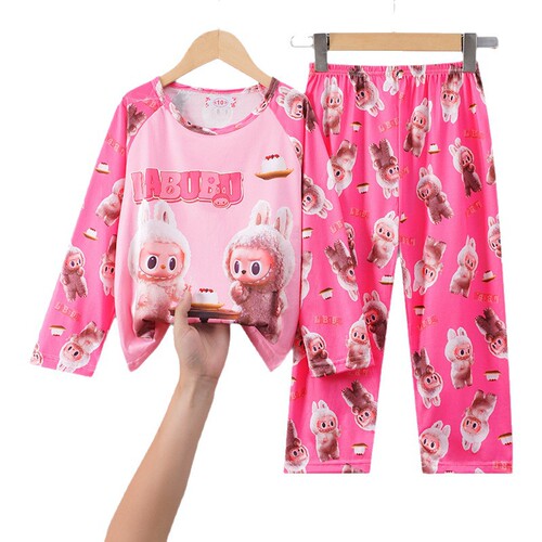 Children's pajamas for spring and autumn, cartoon style, long-sleeved, thin for summer, suitable for middle and large children, boys' air conditioning home wear set