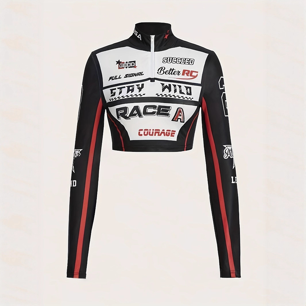 Motorcycle Girl Long-Sleeved Slim Fit Top Racing Suit Warm and Comfortable Motorcycle Off-Road Cycling Sweatshirt Jacket