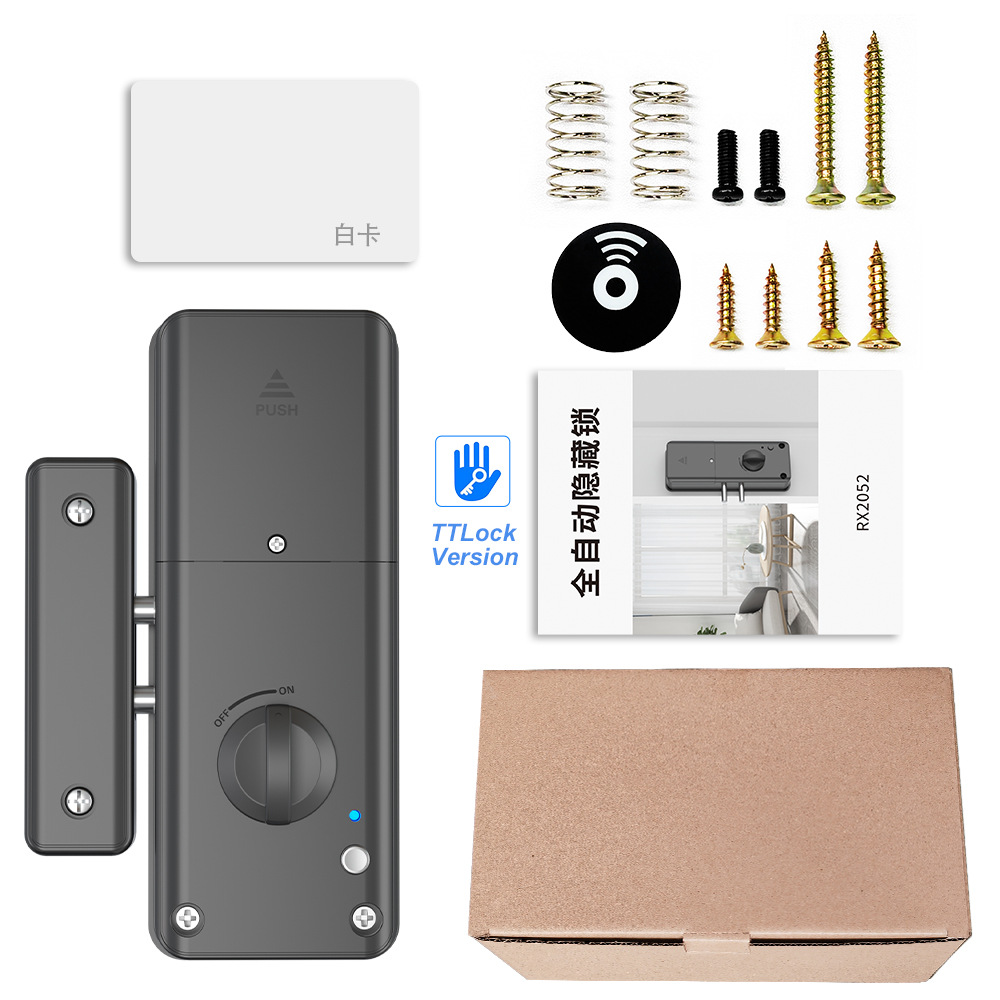 Tuya cerradura de puerta invisible puerta de madera interior sin perforación cerradura electrónica TT Bluetooth WeChat applet bloqueo de pase bloqueo de tarjeta de crédito