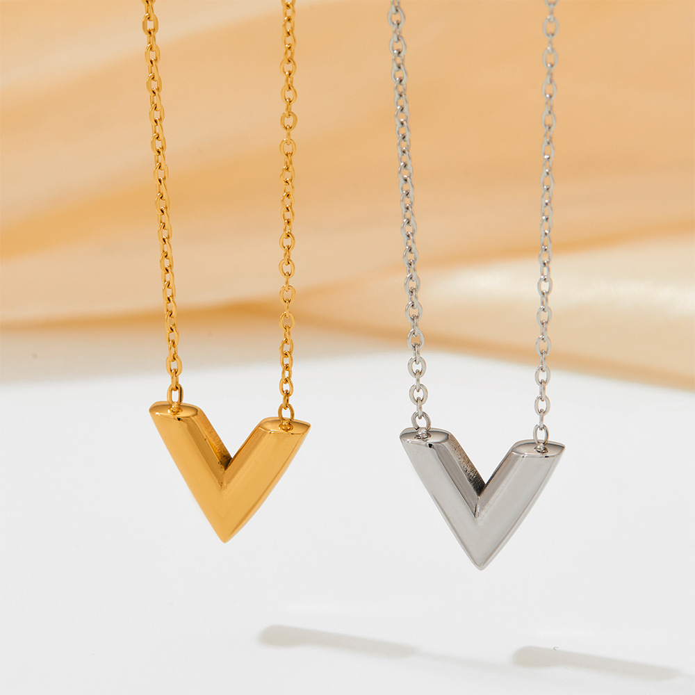7g Weight Sweater Chain Classification 1 Piece Quantity Lady Simple Style V Shape Stainless Steel Titanium Steel Plating Sweater Chain