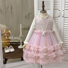 女童连衣裙秋冬2025新款纱裙儿童蛋糕公主裙加绒洋气时髦礼服裙子