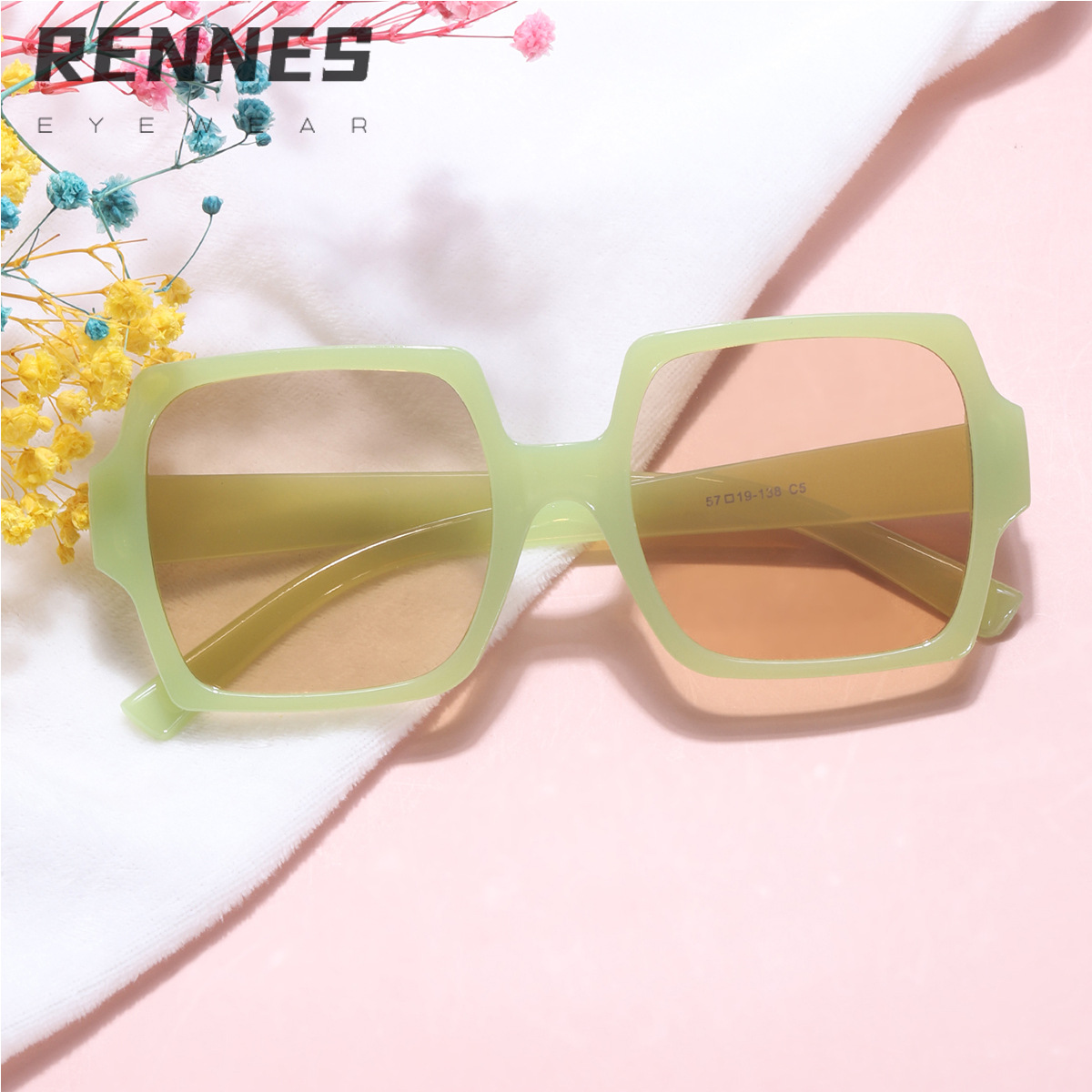 2022 nueva moda europea y americana gafas de sol cuadradas gafas de sol de calle de color jalea ins gafas de sol de tendencia transfronteriza