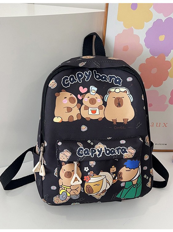 Nueva mochila de gran capacidad dibujos animados encantador impresión de estudiantes de primaria y secundaria reducción de presión de la espalda ocio versátil doble espalda