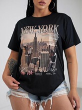 T 71310 Printed T Shirt Round Neck Loose Fit Casual ӡ��Բ��