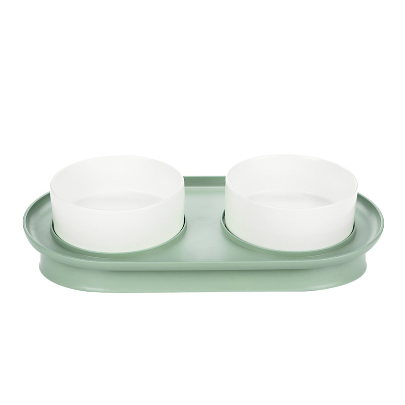 Gato tazón de cerámica doble tazón de comida de gato tazón de perro tazón de alimentos protección cervical columna vertebral gatito tazón de agua anti-knock mascotas suministros