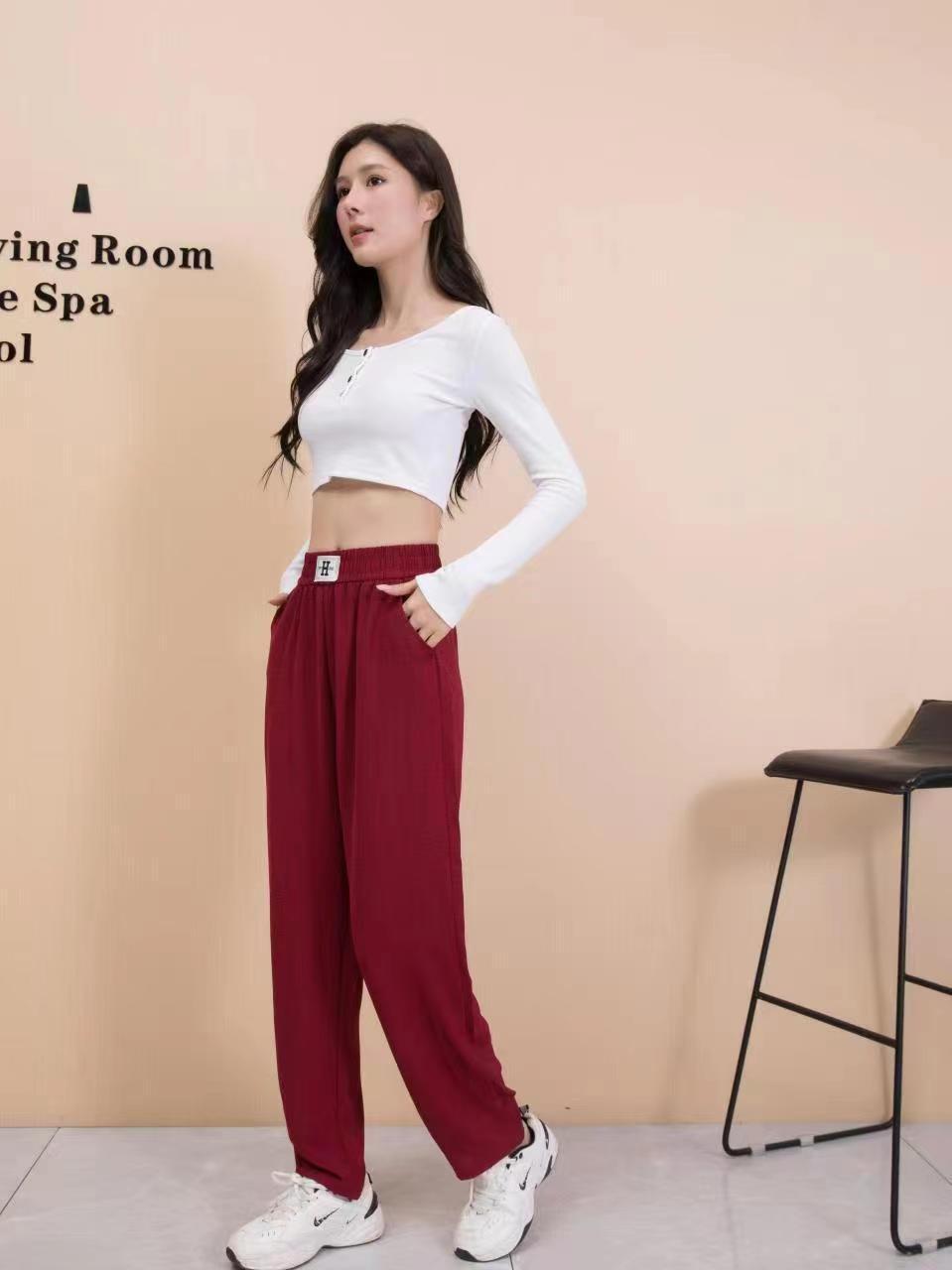 2023夏季薄款冰丝小脚哈伦裤女新款垂感宽松显瘦大妈九分萝卜休闲详情5
