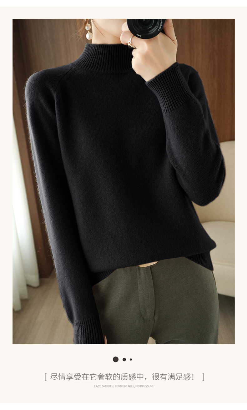 Wholesale of 2022 new semi-high neck pullover long-sleeved knitted sweater for women, a slimming Korean-style base layer pic 58