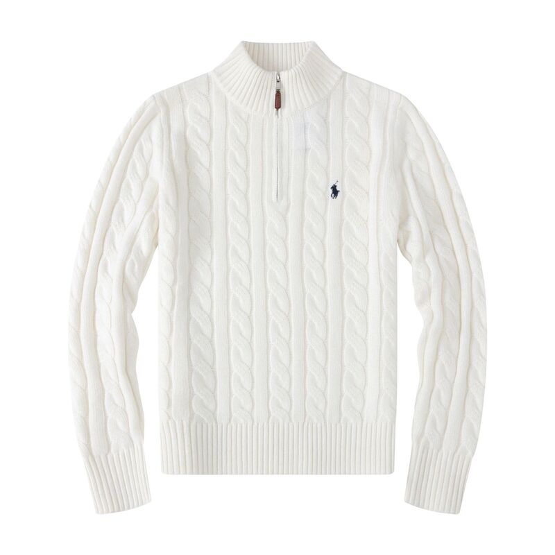 Autumn and winter men's Polo half-zip high-neck casual thick knitted sweater with pony logo