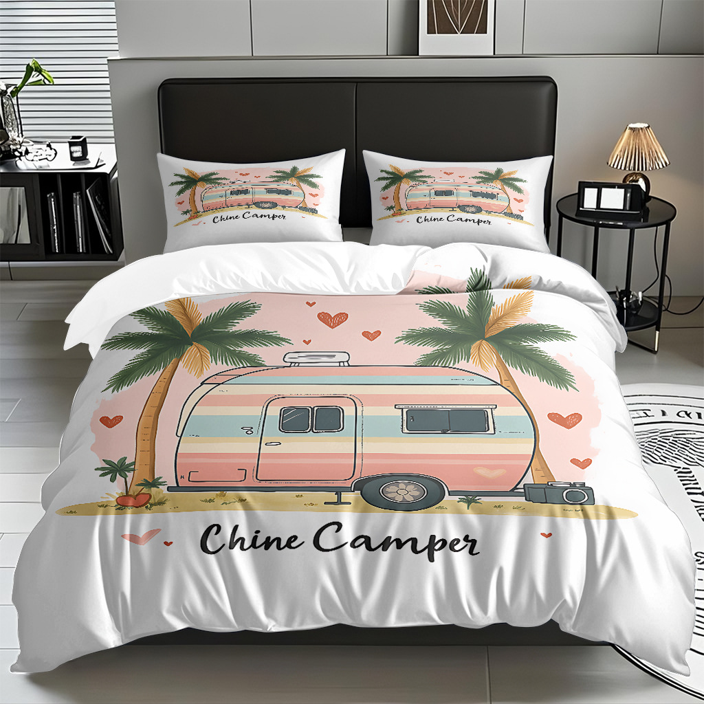 Ventas transfronterizas textiles caseros de ocio viento camping impresión digital abrasión quilt kit fuente de fábrica TEMU / JIT