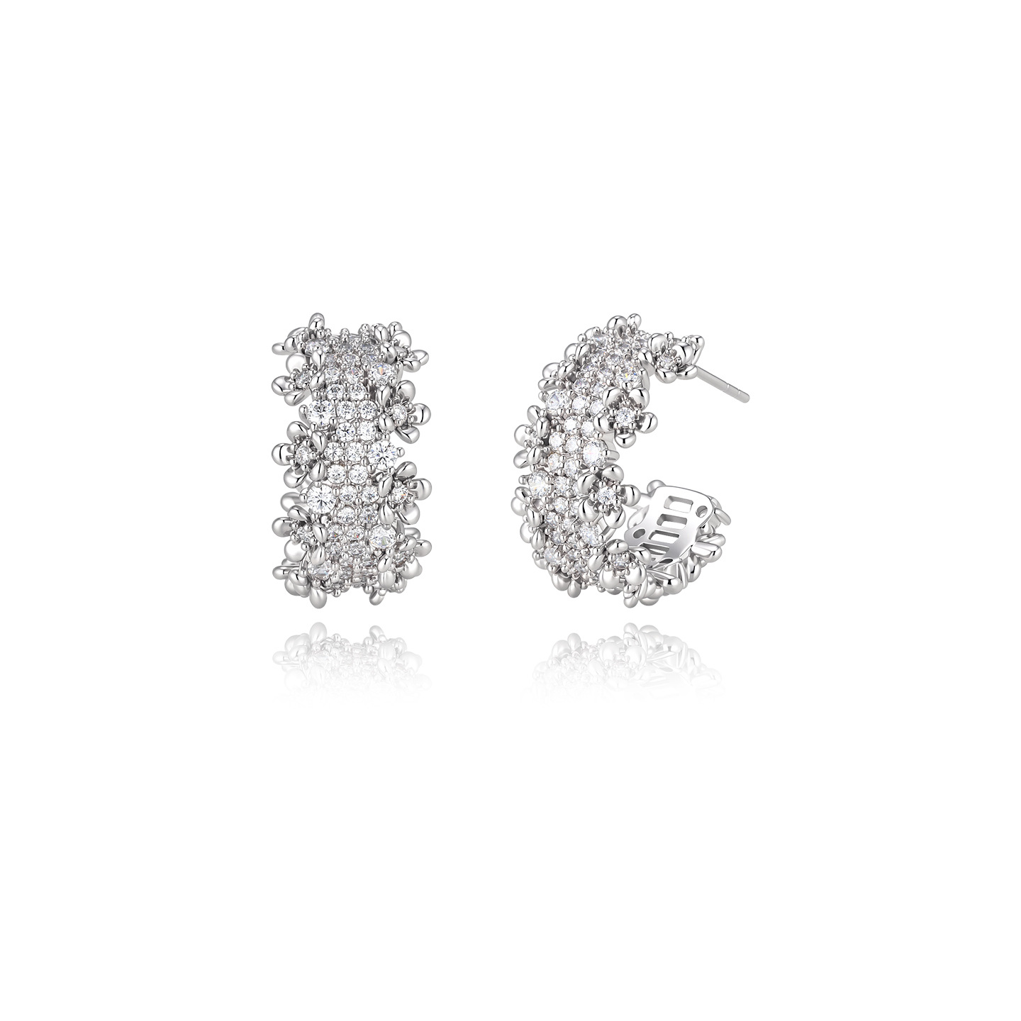 Xuping gemas artificiales ligeras de lujo temperamento pendientes de aleación de cobre chapado blanco transfronterizo ins aretes de viento al por mayor mujeres