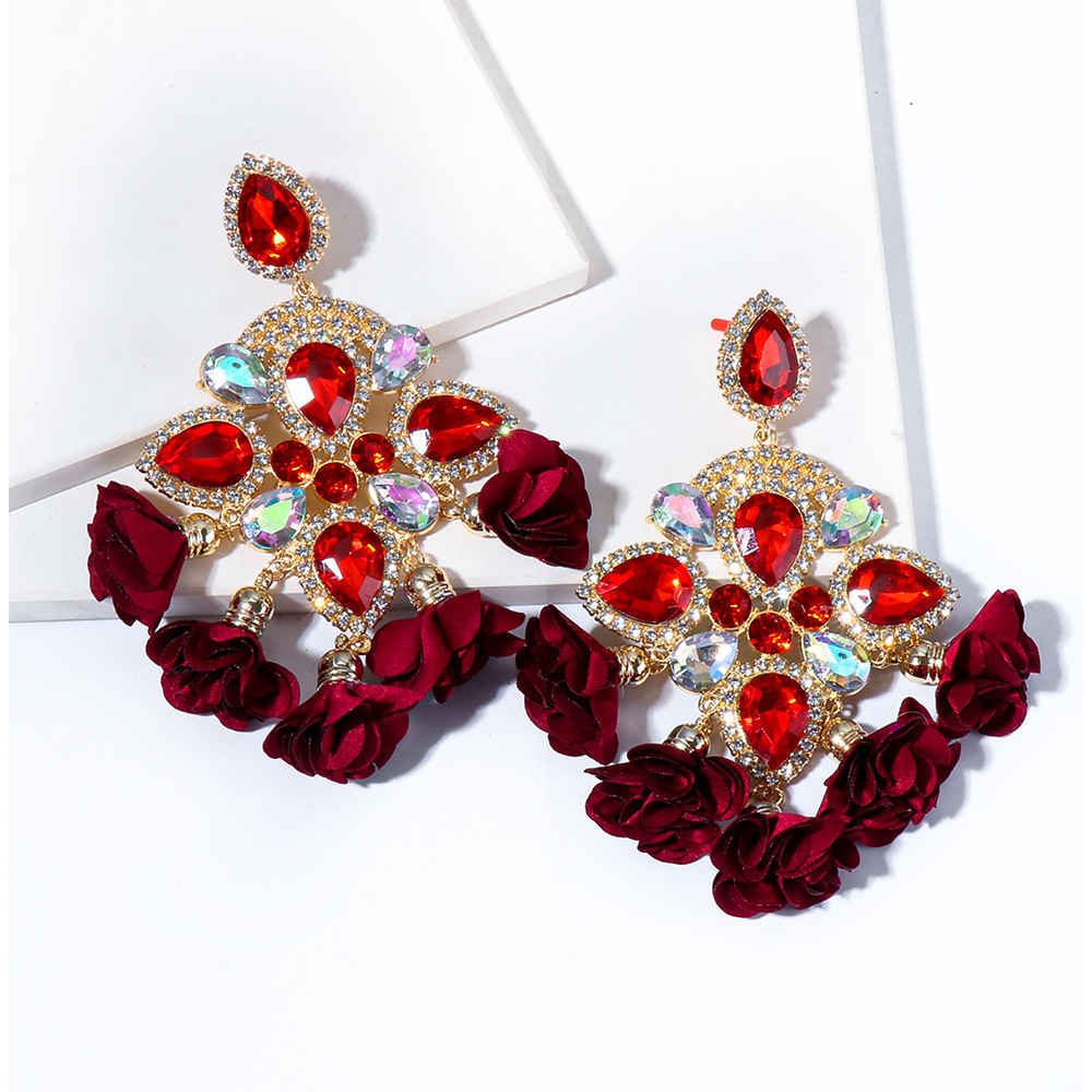 New Bohemian Color Diamond Flower Female Earrings Personality Accessories Wholesale display picture 26