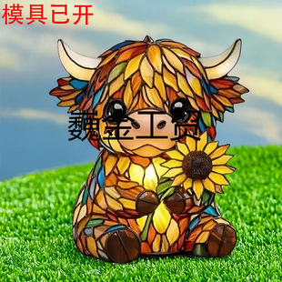 ���R�dHandcrafted Sunflower Highland Cow Lamp ���տ��ߵ�ţ��
