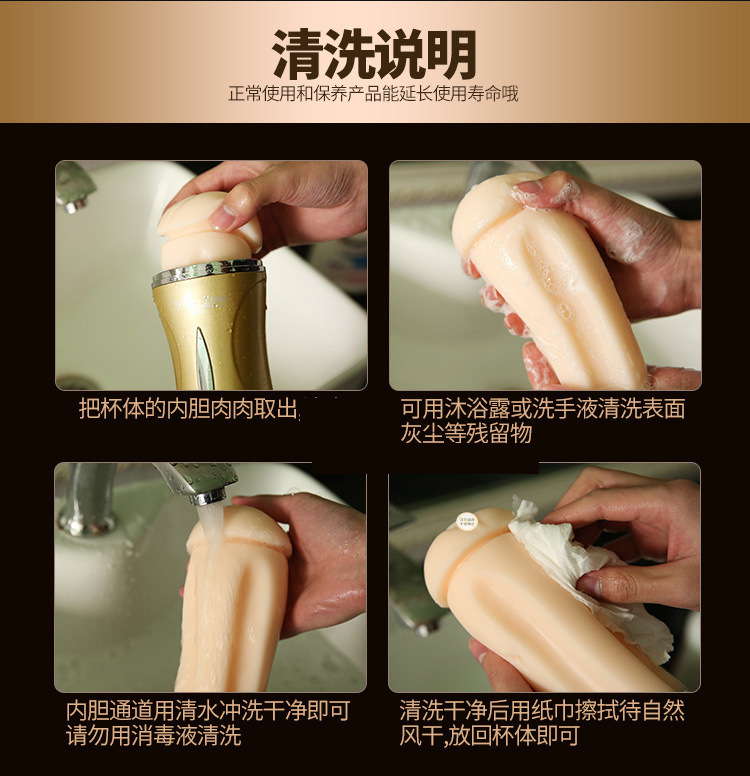 Mystery Love Dual-Channel Manual Masturbator Cup, ABS+TPE, Champagne, Adult Male — detail image 14