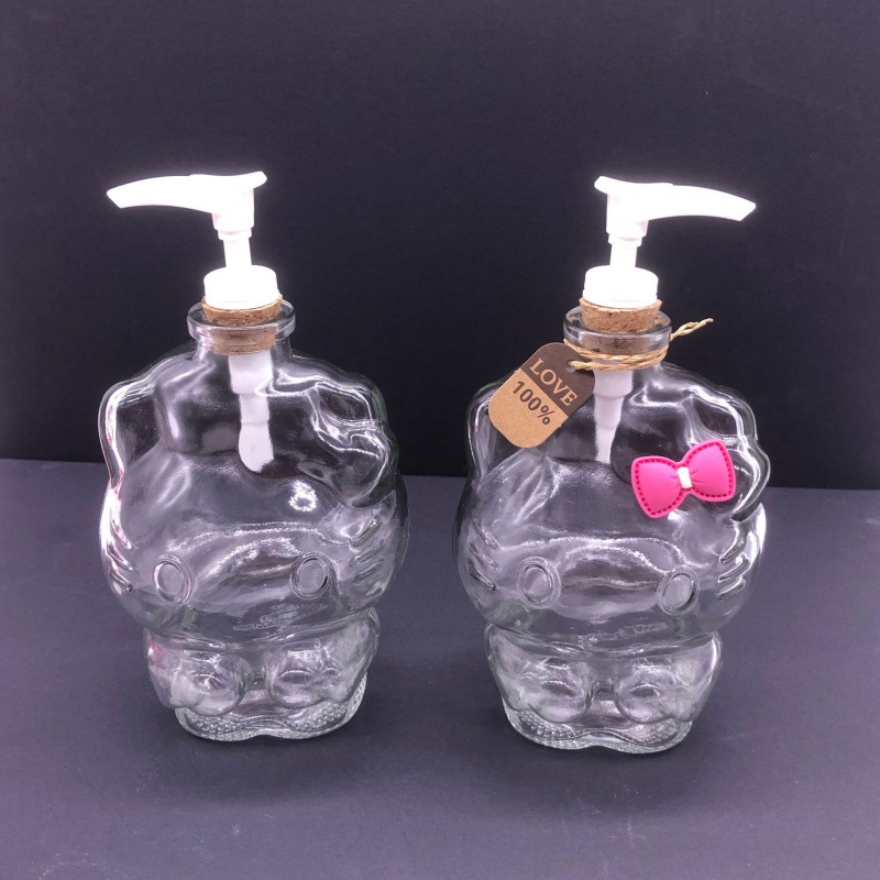 家用可爱 HelloKitty玻璃瓶泵头瓶 分装瓶 洗手液瓶