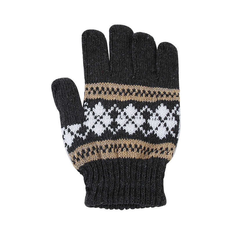 Guantes de liquidación de los hombres de otoño e invierno a prueba de frío guantes cálidos engrosados adultos versátil guantes de punto de lana de dedo completo