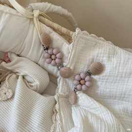 韩国ins原木夹扣牙胶奶嘴夹防掉复古软奶嘴链婴儿安睡安抚奶嘴