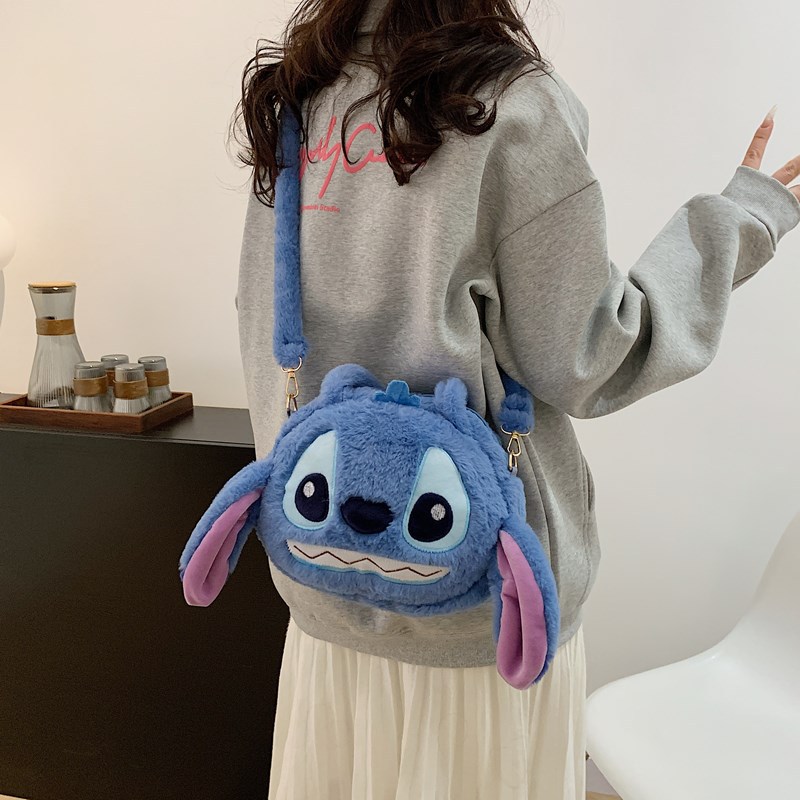 Bolso de Mano de Felpa con Forma de Osito o Stitch, Lindo, Estilo Coreano, Bandolera, Regalo, Venta por Mayor