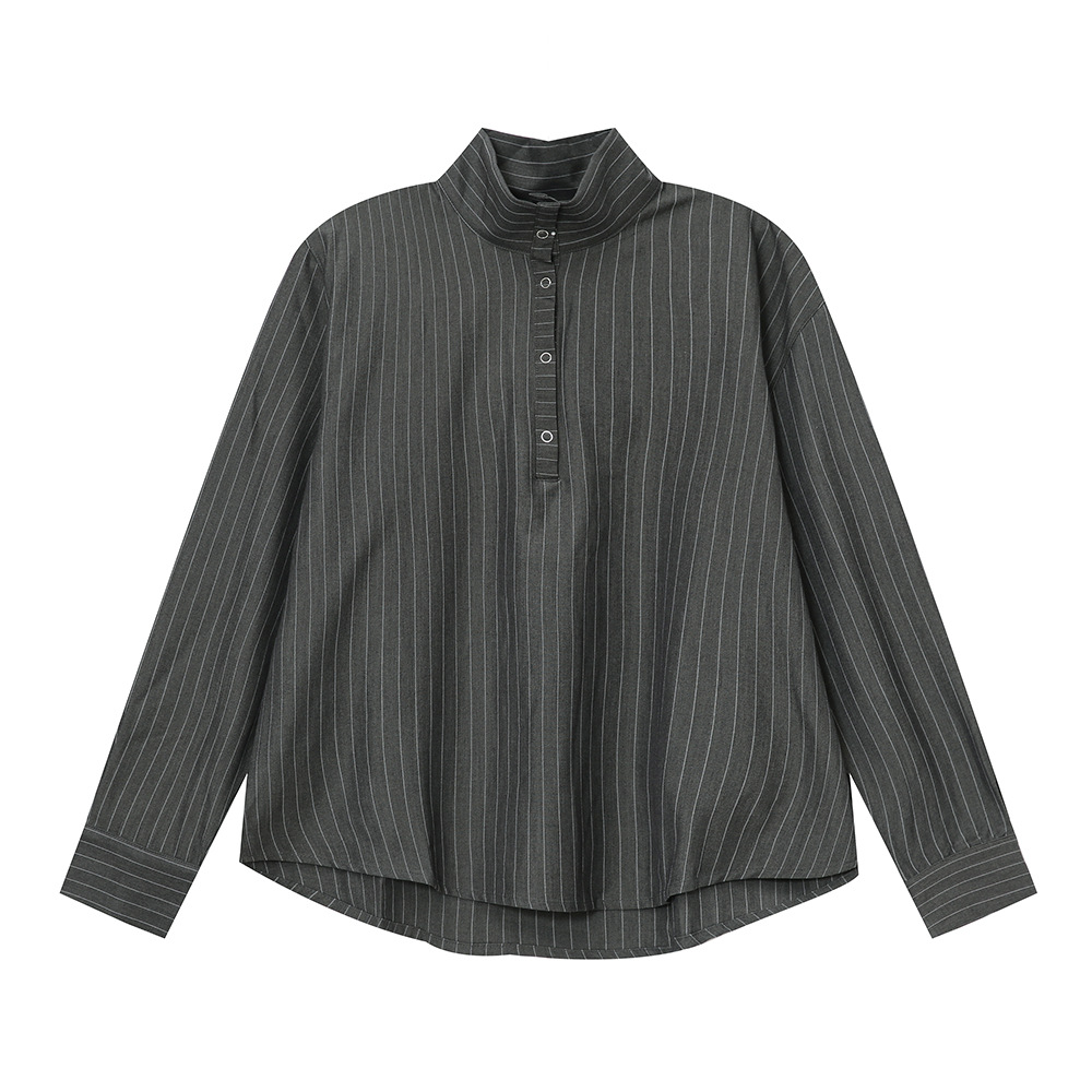 MTLCLOTHES Hombres| Camisas de cuello vertical a rayas coreanas, pantalones largos sueltos, moda de traje casual