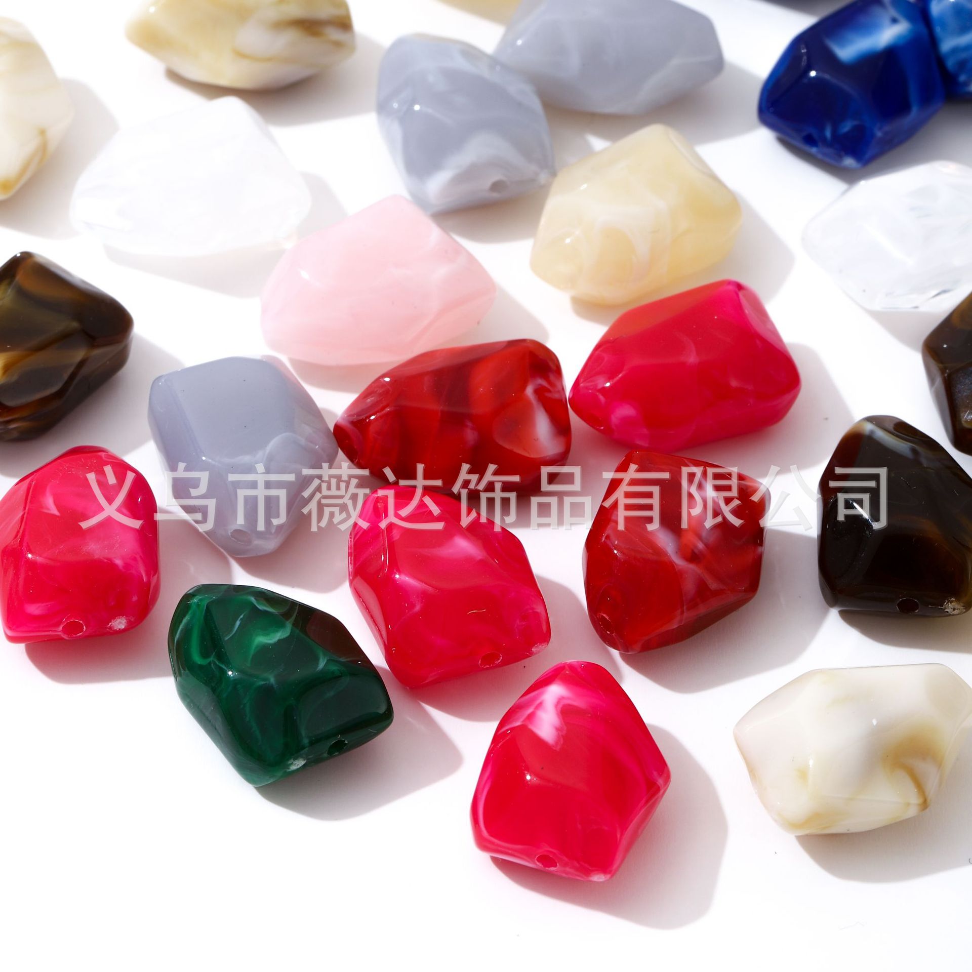 亚克力19x14mm晕染不规则串珠散珠DIY耳钉手机链服饰项链饰品配件