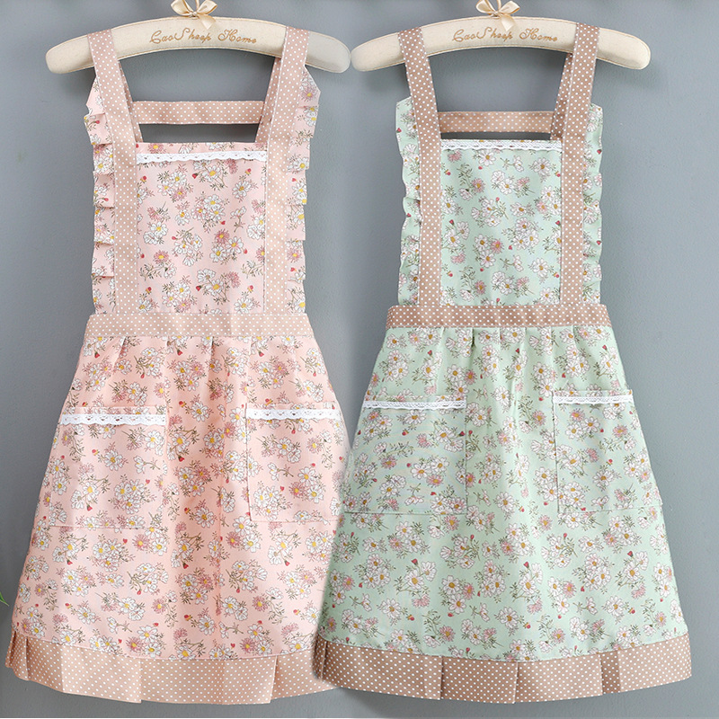 Estilo coreano nuevo impermeable lindo floral delantal transpirable hogar cocina cintura de las mujeres de moda pequeño fresco resistente al desgaste