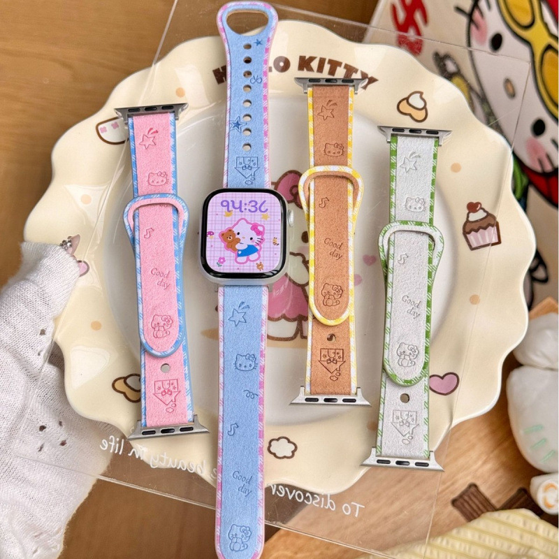 Cute KT embossed plush strap suitable for Apple iwatch23456789S10 watch wristband apple strap