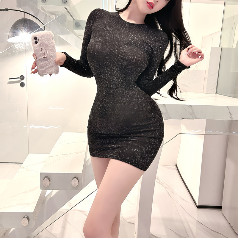 긴 소매 짧은 드레스