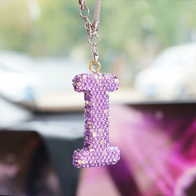 interior accessories pendant ladies: Car hanging - i-letter-car-pendant-lotus-purple