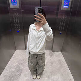 遮肉街头豹纹弯刀牛仔裤女夏季新款小众设计感廓形宽松阔腿长裤