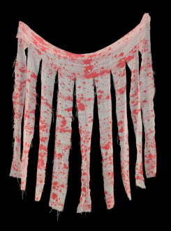 Halloween horror scene layout bloody handprint door curtain gauze…