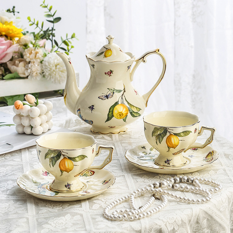 Vintage Coffee Cup Set French Cup and Saucer British Afternoon Tea Mark Water Cup Household Coffee Cup Ceramic High Color Value