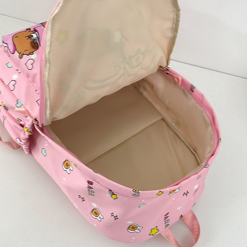 2025 nueva mochila Kapibala de grado 3-5 mochila escolar de gran capacidad para estudiantes de primaria y secundaria mochila de dibujos animados de ocio