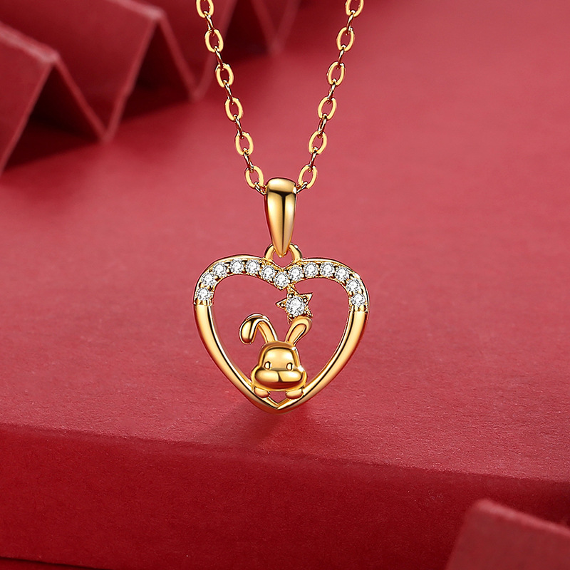 Nuevo original animal año conejito collar S925 collar de plata esterlina moda nacional lindo conejo diseño sentido Zodiaco conejo collar