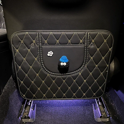 Car Anti-Kick Pad, Universal Rear Seat Backrest Anti-Dirt Protective Pad, Kidsren's Car Rear Seat Protection Pad, Anti-Wear Pad (Chair back anti-kick pad) - blue-hat-coal-briquette-black-anti-kick-pad-short-style