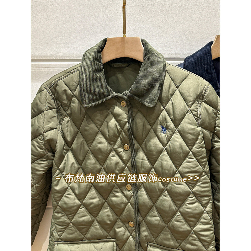 Qadın üçün pambıq jaket, naxışlı yaxalıq, qış üçün